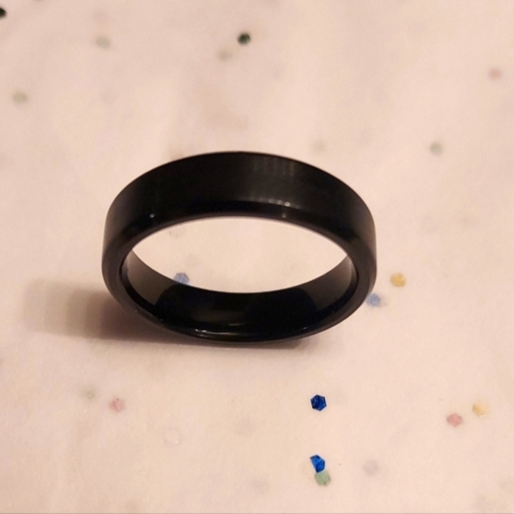 Men's Black Titanium Ring Couples Engagement Wedding Band Comfort Fit Sz 11
